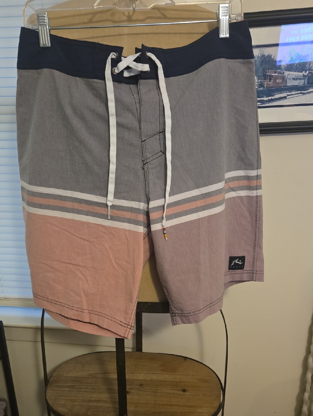 Rusty Men's Colorblock Swim Shorts - Navy, Gray & Dusty Pink